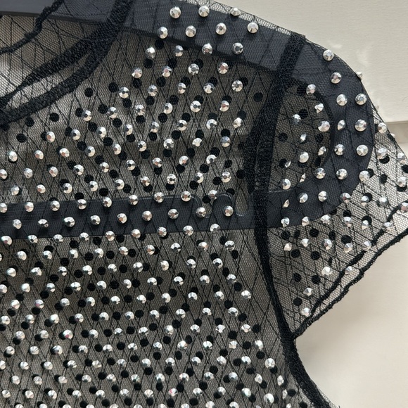 Crop sheer black glitter crop top - Picture 2 of 2